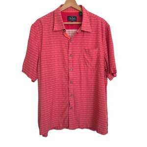 Nat Nast 100% Silk Paradise Red Short Sleeve Button Up Shirt LARGE
